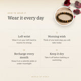 How to wear your Tiger Eye bracelet – left wrist, morning wish, recharge on selenite or moonlight