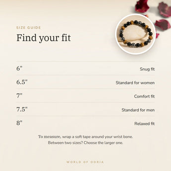 Triple Protection bracelet size guide – 6 to 8 inch