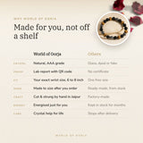 Why World of Oorja – Triple Protection bracelet made to your wrist size, cut and strung by hand in Jaipur