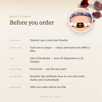Libra Zodiac Bracelet – before you order: size, what is in the box, energised after order