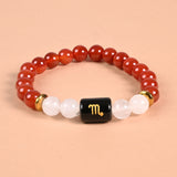 Virgo zodiac bracelet with Virgo glyph engraved onyx bead