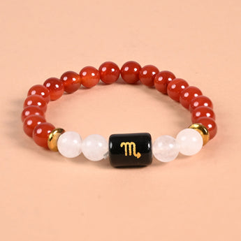 Virgo zodiac bracelet with Virgo glyph engraved onyx bead