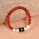 Virgo Carnelian and Milky Quartz zodiac bracelet flat lay