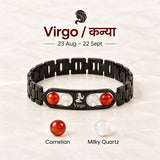 Virgo zodiac bracelet with Carnelian and Milky Quartz – Kanya rashi crystal bracelet