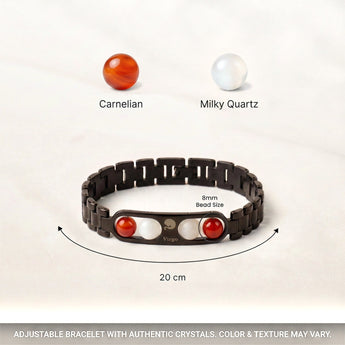 Virgo bracelet crystals and size – 8mm beads, adjustable black metal band