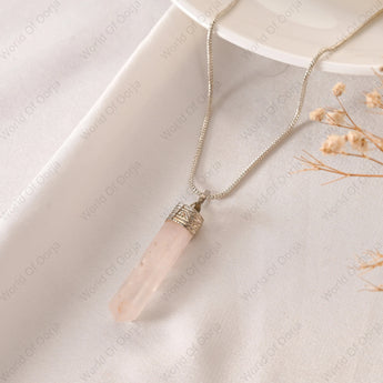 Rose Quartz Pencil Pendant