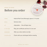 Red Coral (Moonga) Ring – good to know before you order: what is in the box, energised after order