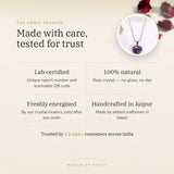 The Oorja promise – Amethyst Heart Pendant, lab certified and energised after you order