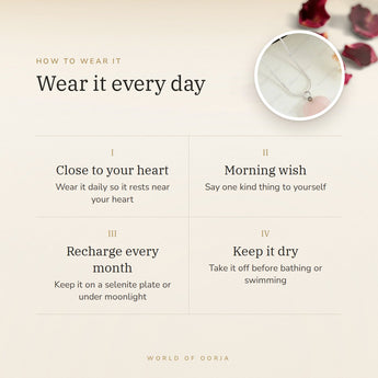 How to wear your Rose Quartz Heart Pendant – daily wear, morning wish, recharge on selenite or moonlight