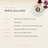 Cat's Eye (Lehsunia) Ring – good to know before you order: what is in the box, energised after order