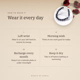 How to wear your Blue Sapphire Silver Bracelet (Neelam) – left wrist, morning wish, recharge on selenite or moonlight