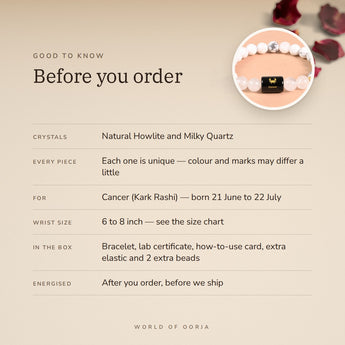 Cancer Zodiac Bracelet – before you order: size, what is in the box, energised after order